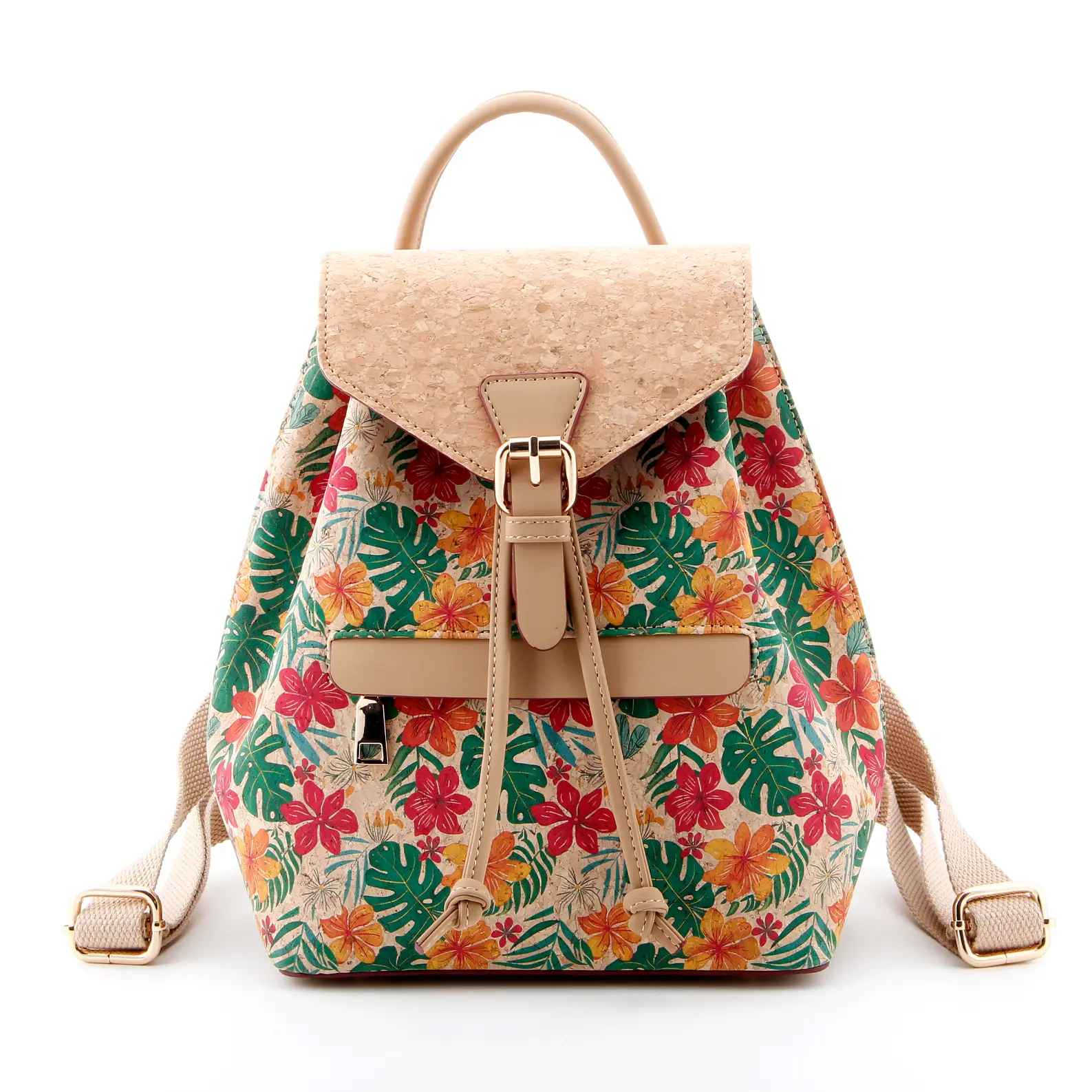 Rucsac din plută cu textură vintage artistică, cu bretele duble